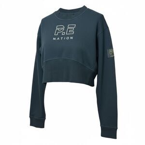 NWOT P.E. Nation Black High Neck Crop Top Sweatshirt Women's Small